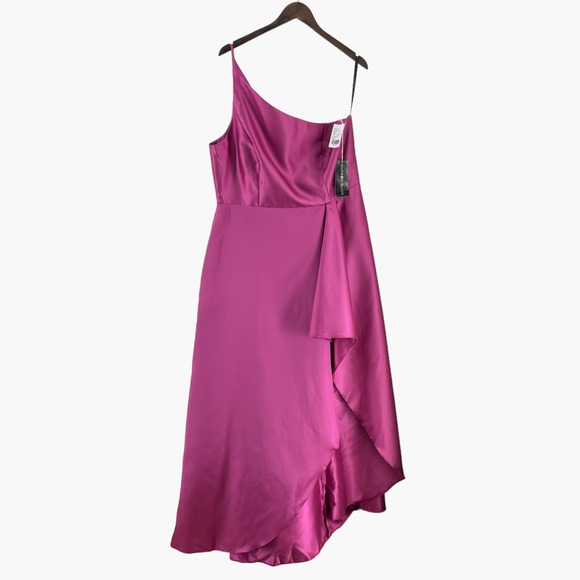 Alfred Sung Draped One Shoulder Dress In Tea Rose Pink Size‎ 20 D831 - Picture 2 of 8